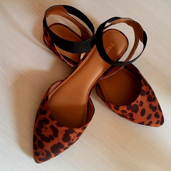 leopard flats ankle strap